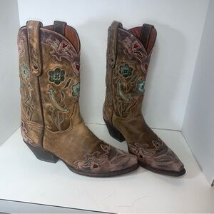 Brown Embroidered Dan Post Western Boots